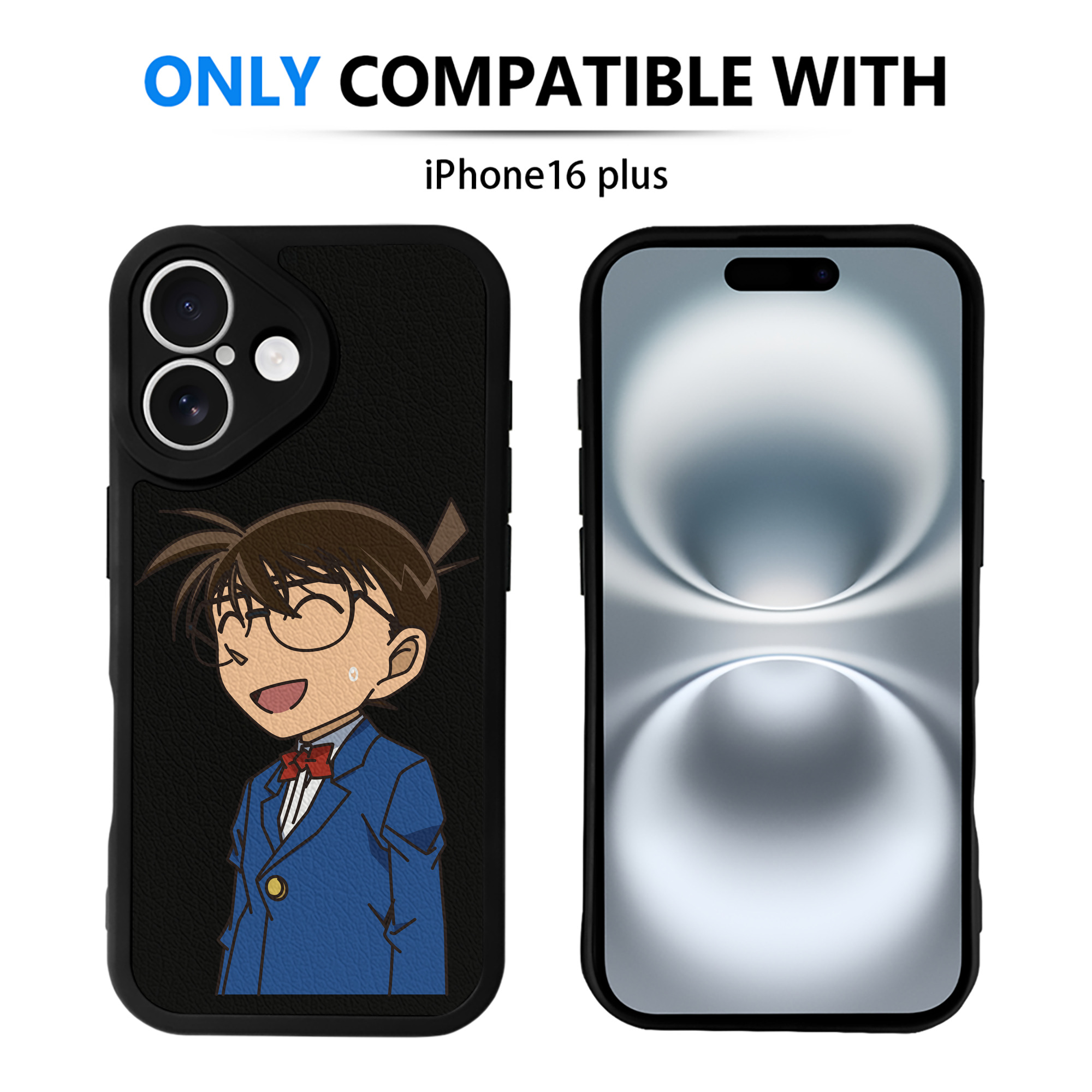 （画像用） 名探偵コナン 江戸川 コナン Detective Conan Conan Edogawa 【iPhone 16シリーズ対応】シリコンスマホケース（レザー調） 材質：シリコン
